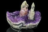 Wide Amethyst Geode With Large Calcite Crystals - Uruguay #107704-1